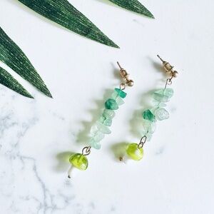 2/$30🌵 Green Mushroom Earring Stacked Stone Hippie Boho 70s Retro Vibe Gift NEW